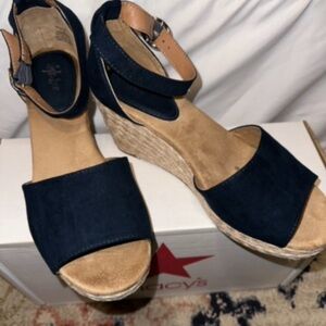 Women's Navy Wedge Sandals